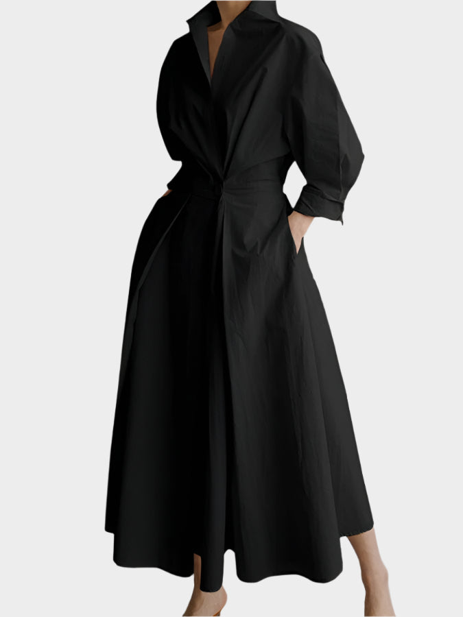 Elegantné A-Line šaty s polo golierom