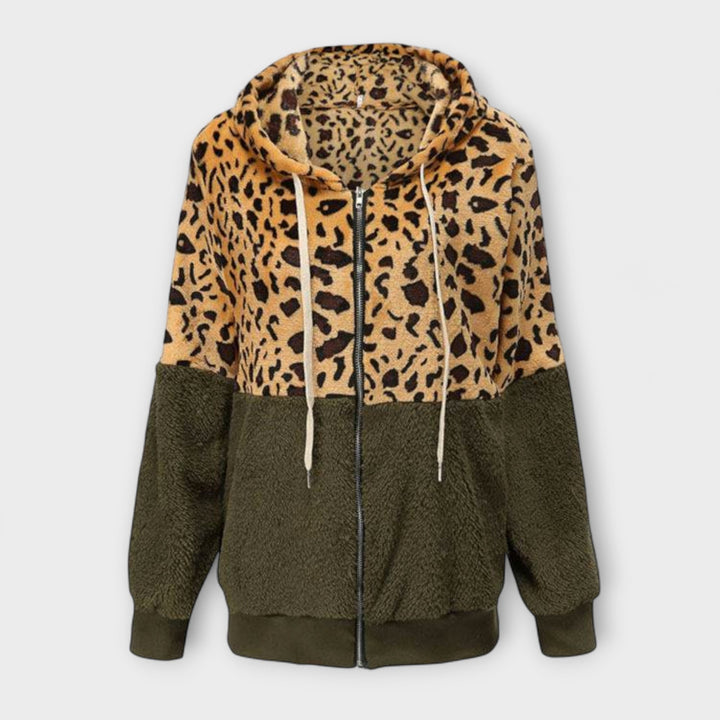 Lea - Fleece mikina s kapucňou v leopardom vzore
