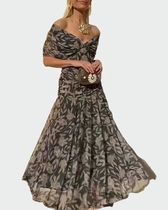 Elegantné šaty s V výstrihom a odhalenými ramenami
