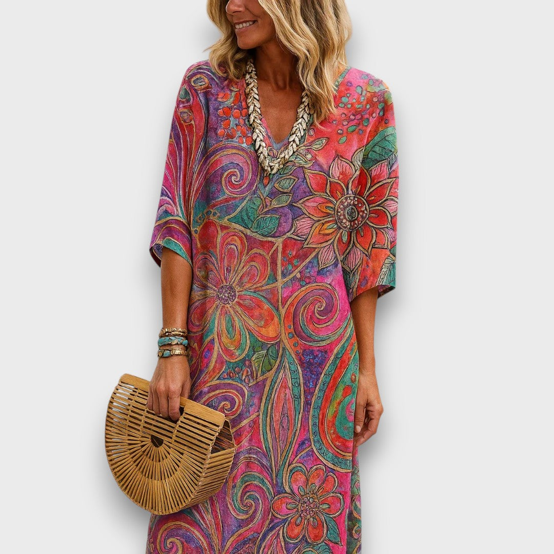 Kaftan s bohémskym vzorom a voľným strihom