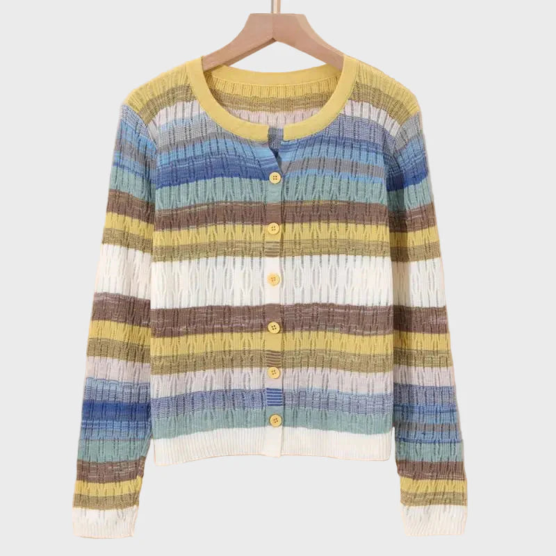 Pletená bunda s pruhovaným retro dizajnom