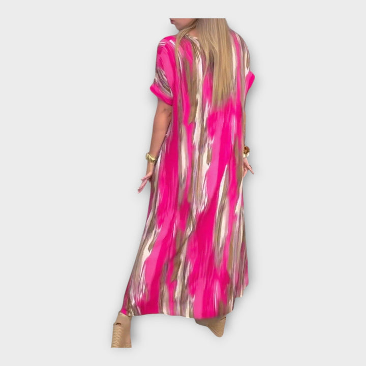 Dlhé kaftan s V výstrihom a širokými rukávmi