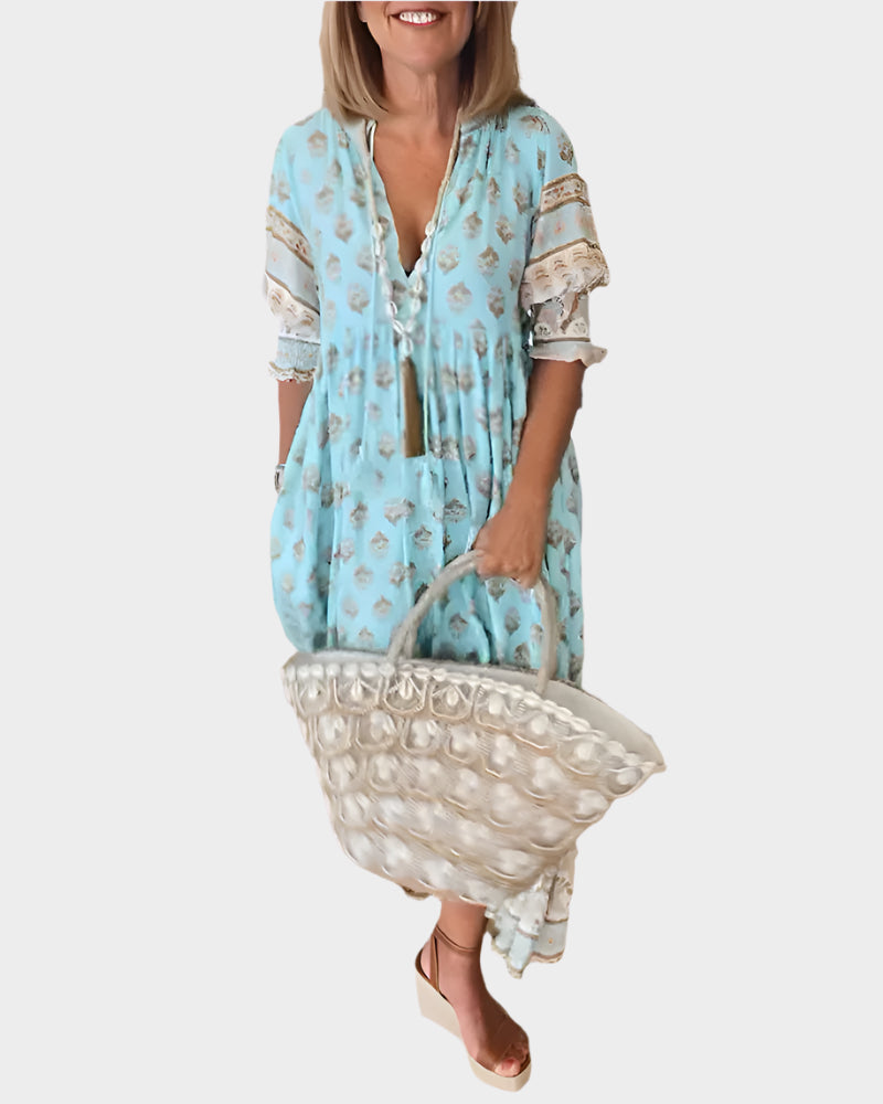 Boho Šaty s Pohodlným Strihom a Puff Rukávmi