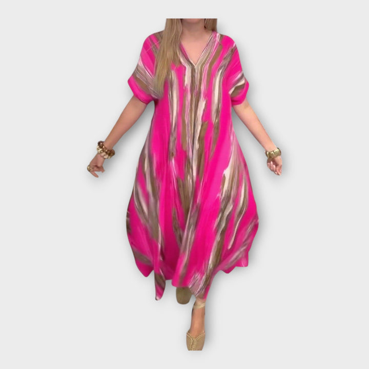Dlhé kaftan s V výstrihom a širokými rukávmi