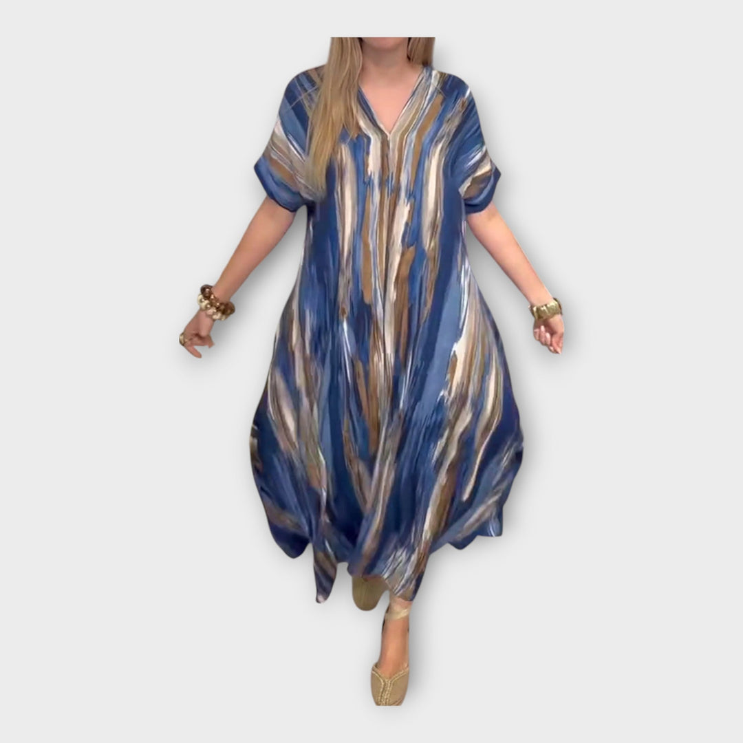 Dlhé kaftan s V výstrihom a širokými rukávmi