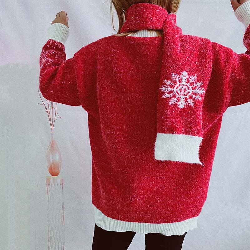 Dvojdielna súprava z vianočného pulóvra a šálu