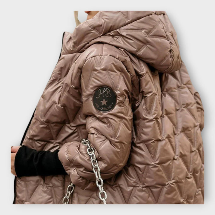 Elegantná prešívaná bunda s kapucňou