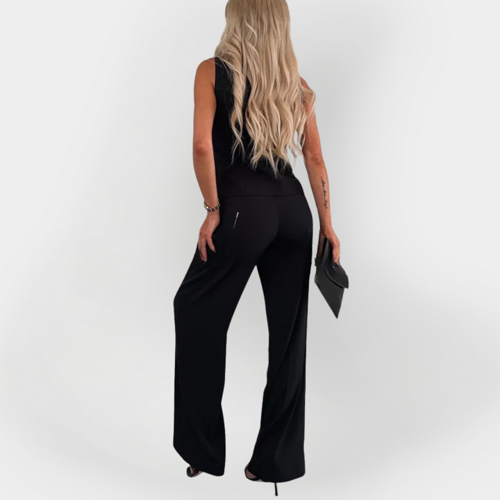 Elegantný set nohavíc s topom bez rukávov