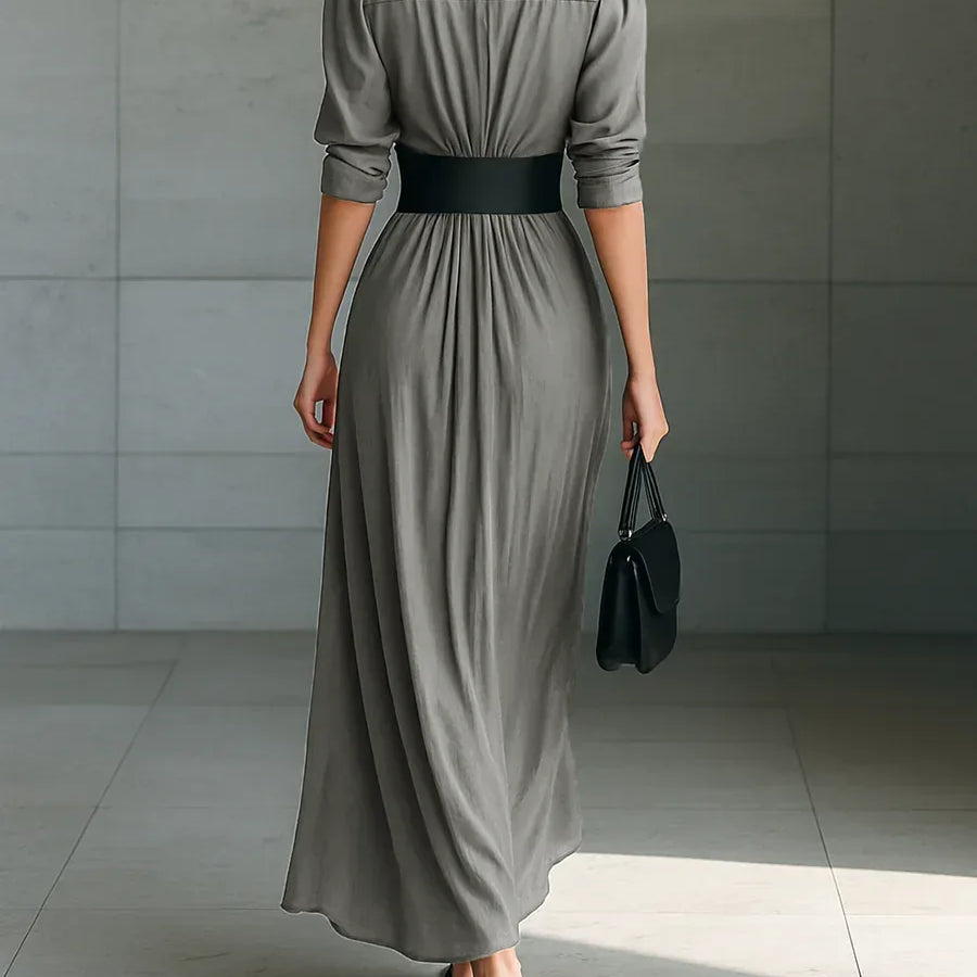 Isabela – Vestido camisero maxi de elegancia fluida - Chloe Léa