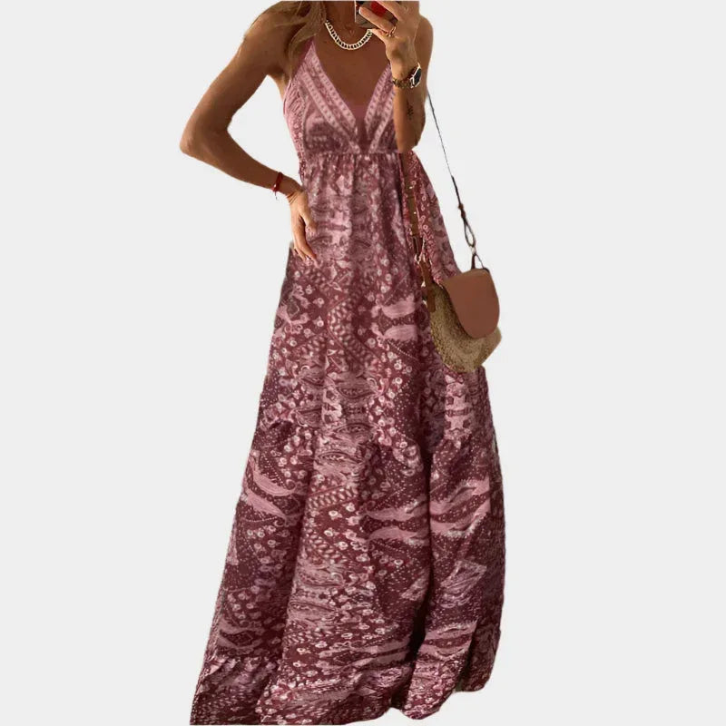 Vestido Boho con Tirantes Finos y Escote en V - Chloe Léa