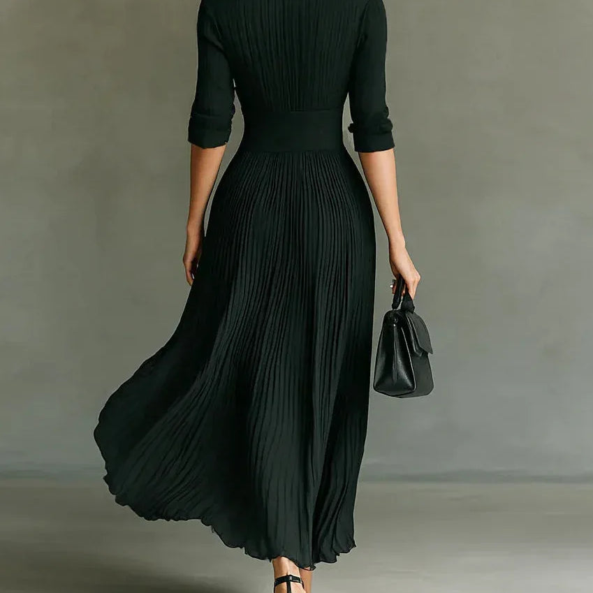 Mariana – Vestido camisero plisado de poder y elegancia - Chloe Léa