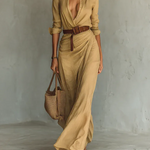 Camila – Vestido Camisero Maxi con Efecto Draped - Chloe Léa