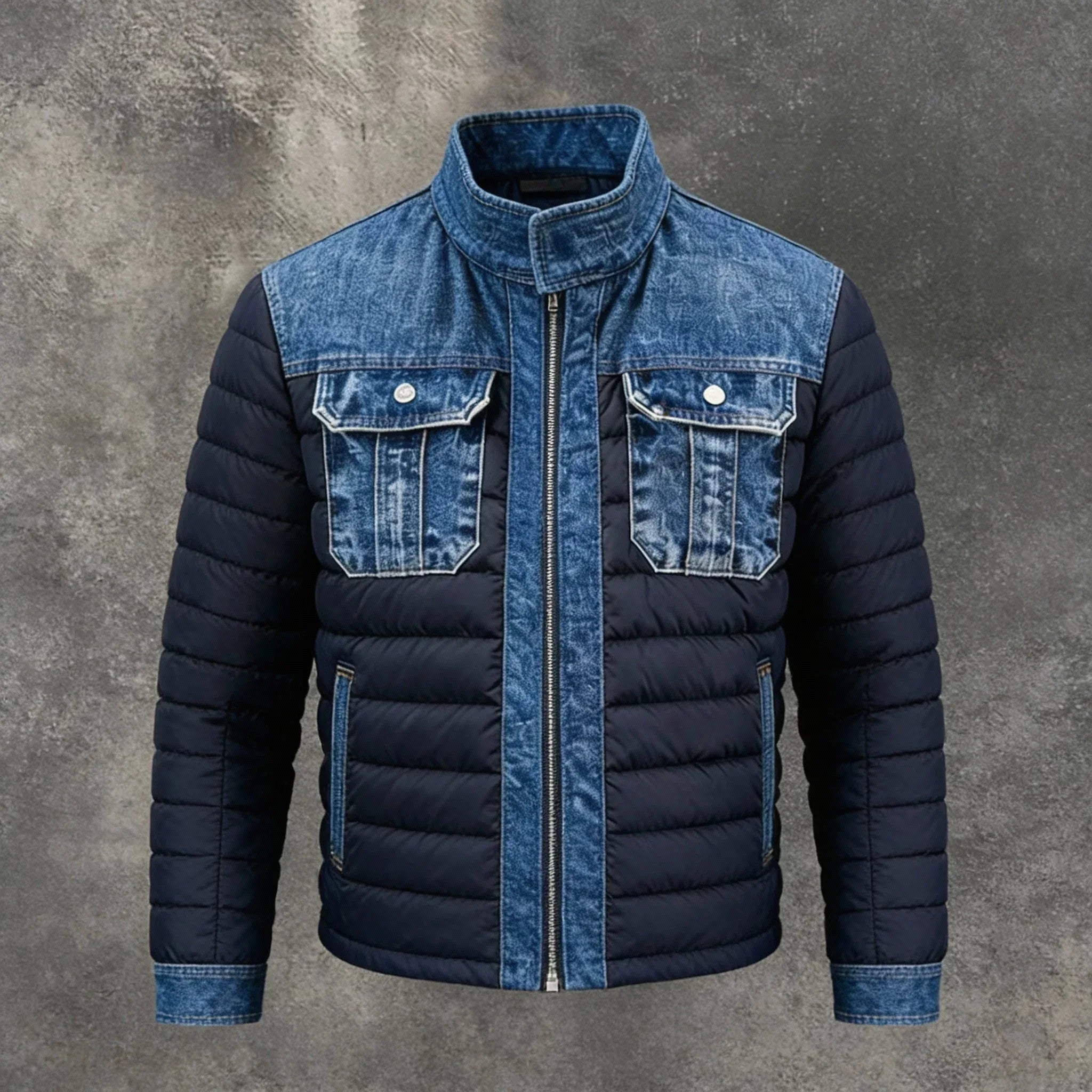 CHLOE LÉA™ – Chaqueta acolchada con efecto denim para inviernos urbanos - Chloe Léa